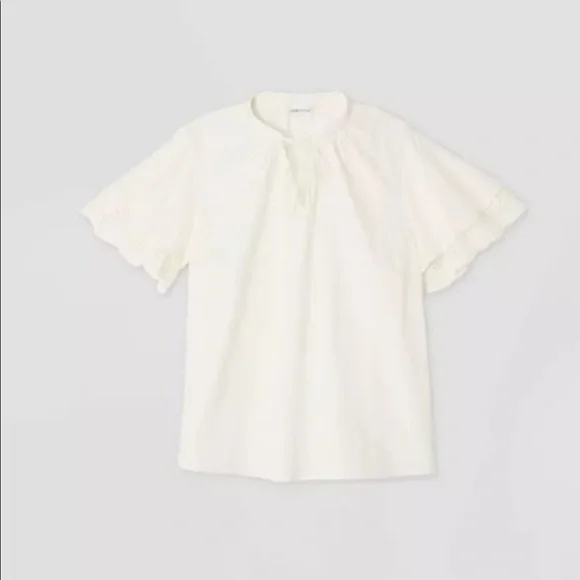 2X Womens Plus Size Short Sleeve Eyelet Blouse Cream - Ava Viv.   V Neck. NWT - Picture 4 of 7